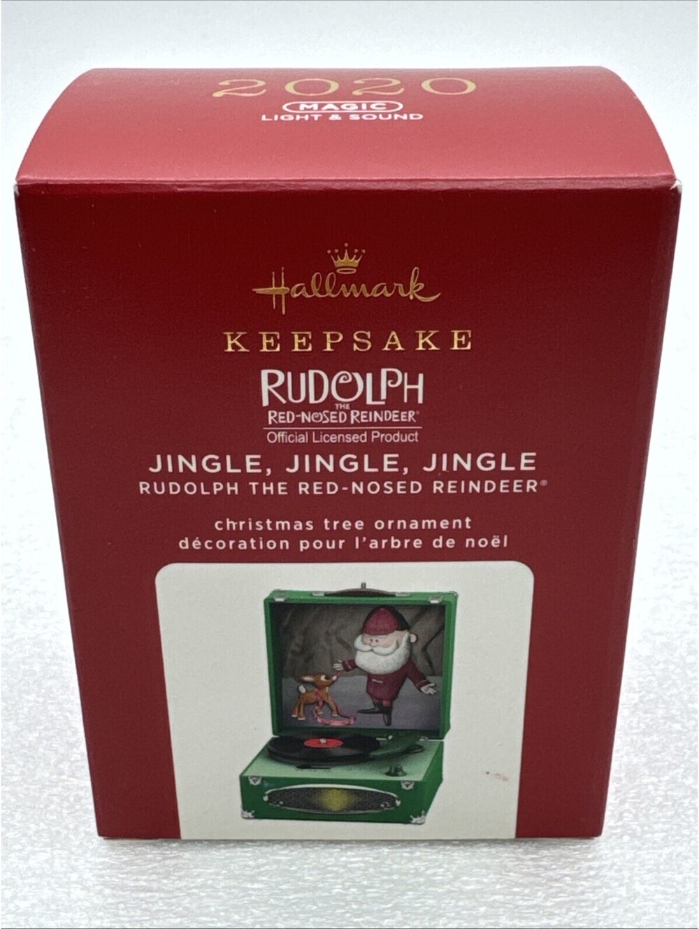 2020 Hallmark Magic Ornament Rudolph Record Player Jingle, Jingle, Jingle Sound